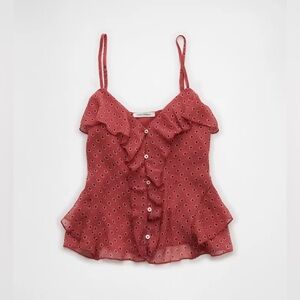 New / American Eagle Outfitters Red Ruffle Camisole Size M